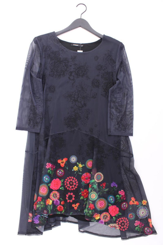 Desigual Chiffonkleid Gr. XXL mit Blumenmuster 3/4 Ärmel grau aus Polyester