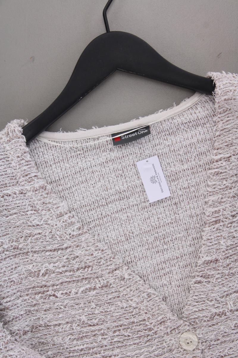 Street One Strickjacke Gr. 42 Langarm creme aus Baumwolle