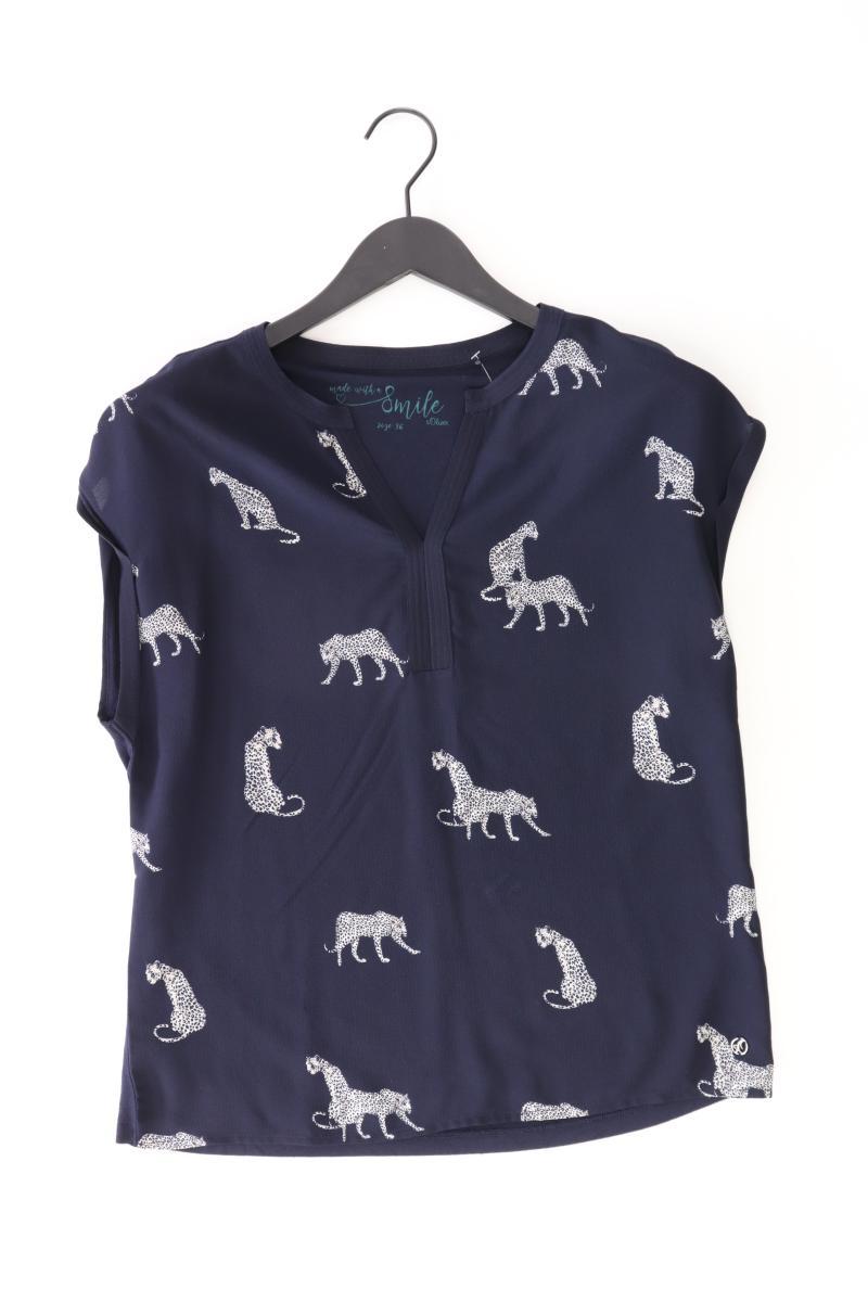 s.Oliver Kurzarmbluse Gr. 36 blau aus Polyester
