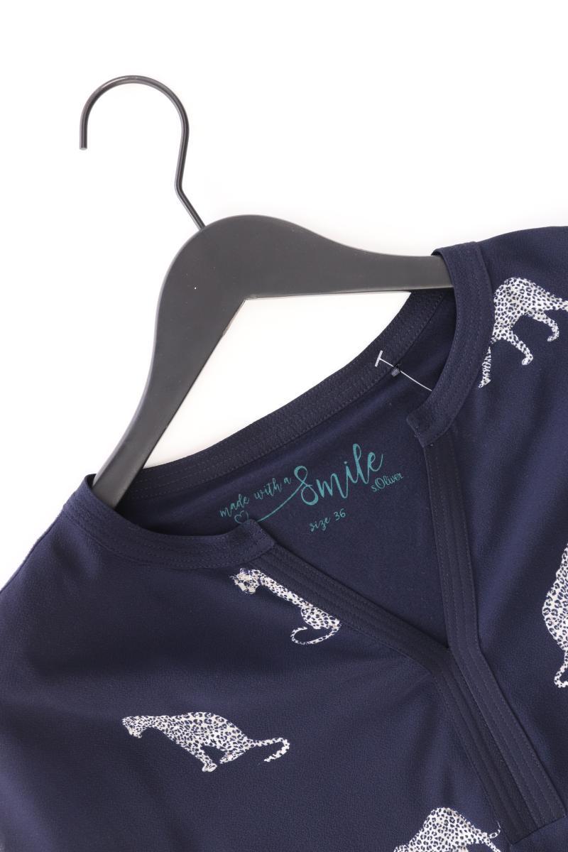 s.Oliver Kurzarmbluse Gr. 36 blau aus Polyester