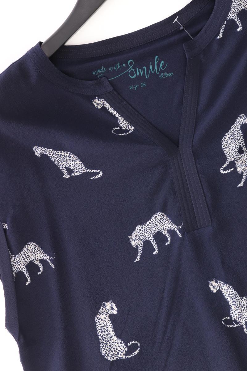 s.Oliver Kurzarmbluse Gr. 36 blau aus Polyester