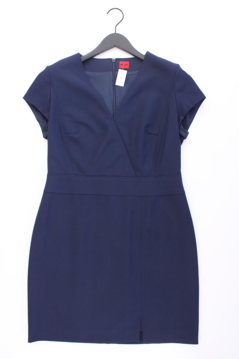 Hugo Boss Etuikleid Gr. 42 neuwertig Kurzarm blau aus Polyester