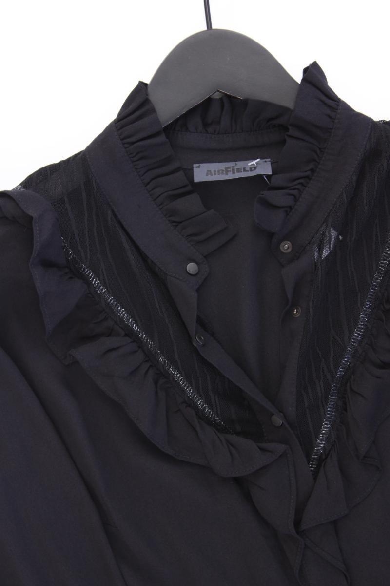 Airfield Rüschenbluse Gr. 40 neuwertig Langarm schwarz aus Acetat