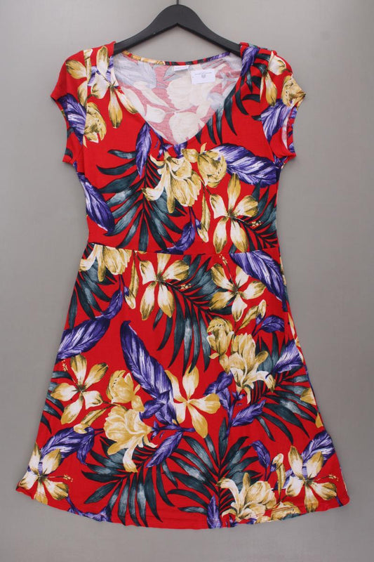 Lascana Jerseykleid Gr. 44 mit Blumenmuster neuwertig Kurzarm rot aus Viskose