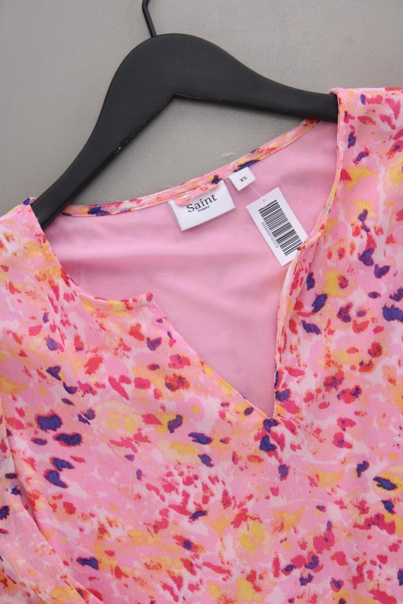 Saint Tropez Chiffonkleid Gr. XS mit Gürtel Kurzarm rosa aus Polyester