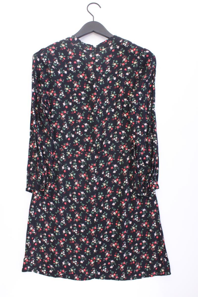 Set Langarmkleid Gr. 36 mit Blumenmuster neuwertig schwarz aus Viskose