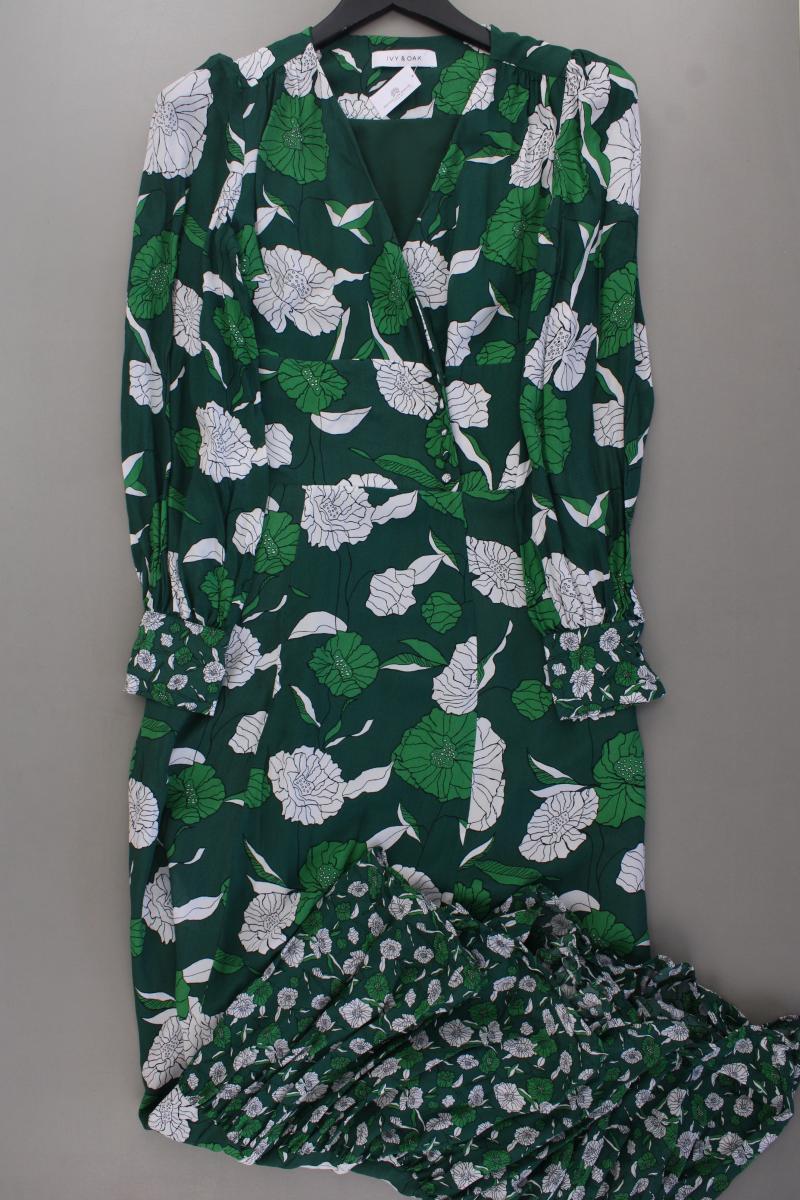 Ivy Oak Langarmkleid Gr. 34 mit Blumenmuster neuwertig grün aus Viskose