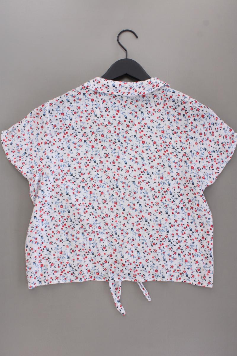 Urban Romantics Cropped Bluse Gr. L mit Blumenmuster Kurzarm weiß aus Baumwolle
