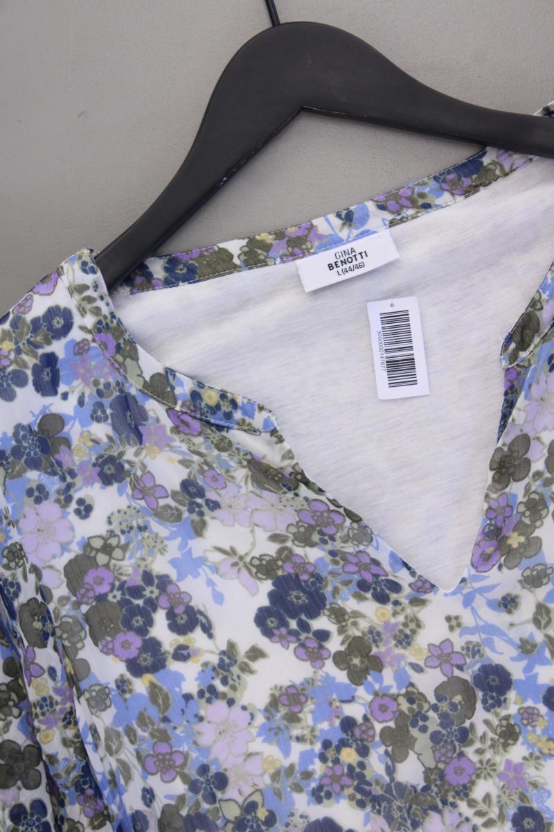 Gina Benotti Kleid Gr. 44/46 mit Blumenmuster Langarm blau