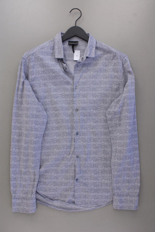 Emporio Armani Langarmhemd für Herren Gr. L grau aus Baumwolle