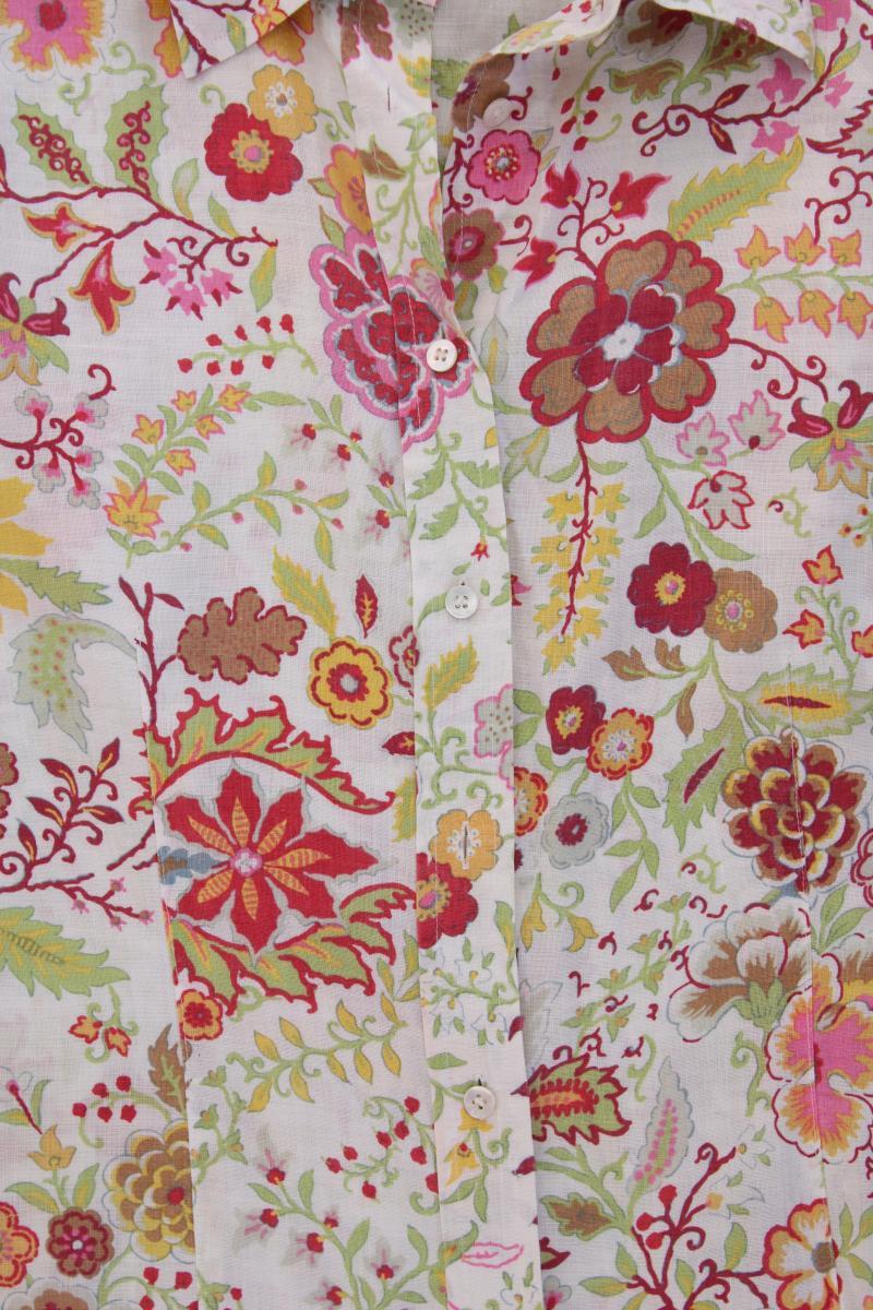 Marco Pecci Leinenbluse Gr. 38 mit Blumenmuster Ärmellos mehrfarbig