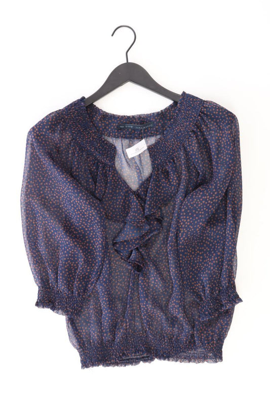 Zara Regular Bluse Gr. L gepunktet 3/4 Ärmel blau aus Polyester