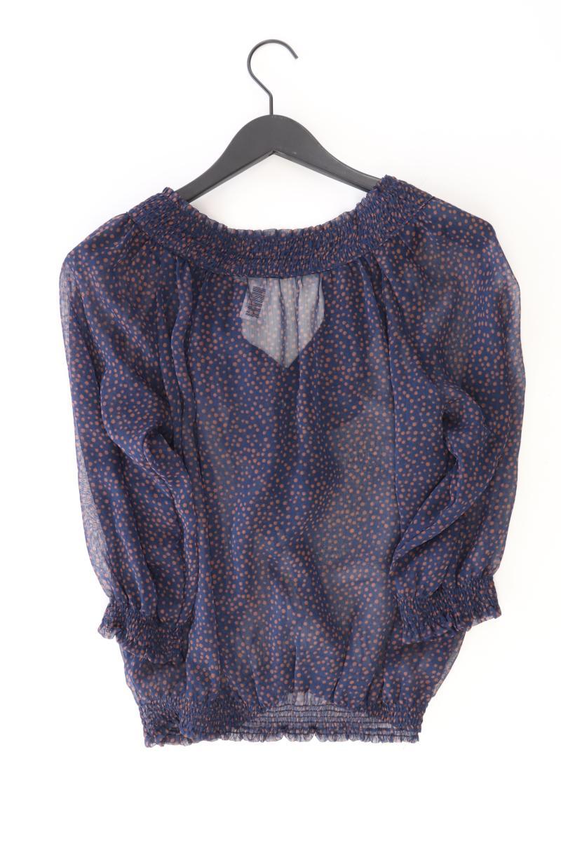 Zara Regular Bluse Gr. L gepunktet 3/4 Ärmel blau aus Polyester