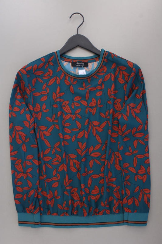 Aniston Selected Bluse mit Blattmuster Gr. 38 neuwertig Langarm blau