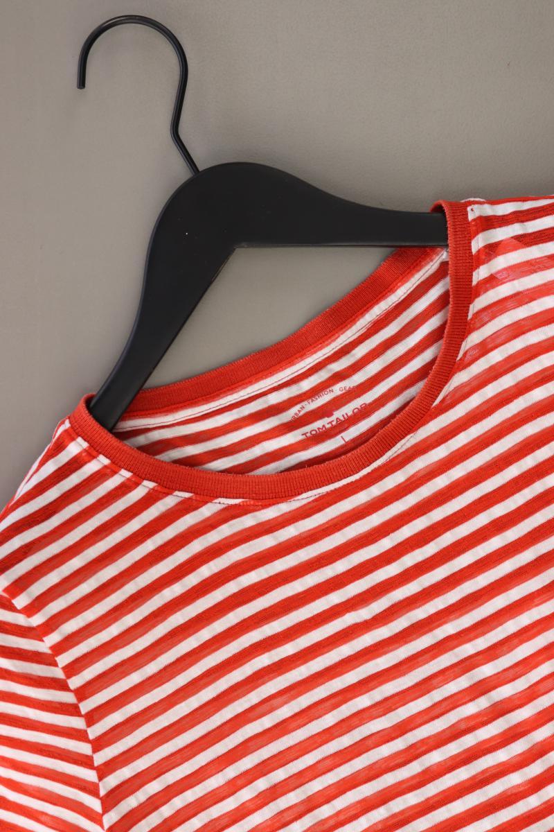 Tom Tailor Ringelshirt Gr. L gestreift Kurzarm rot aus Leinen
