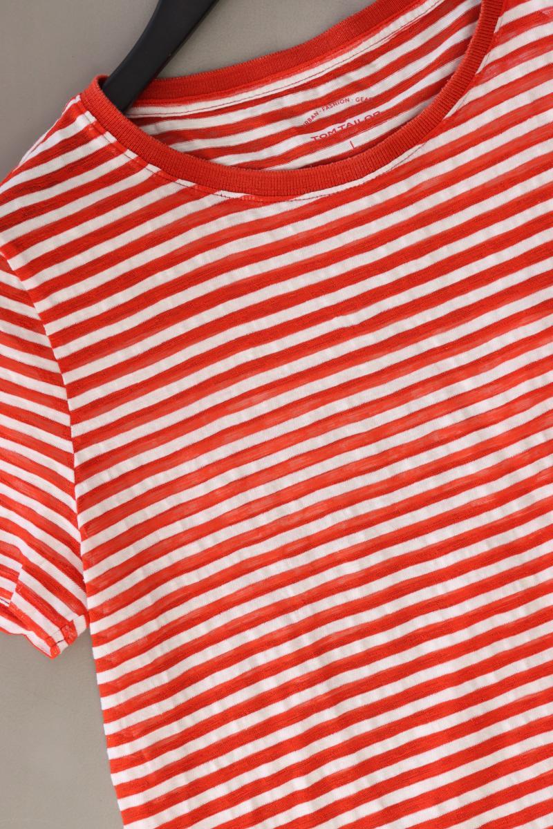 Tom Tailor Ringelshirt Gr. L gestreift Kurzarm rot aus Leinen