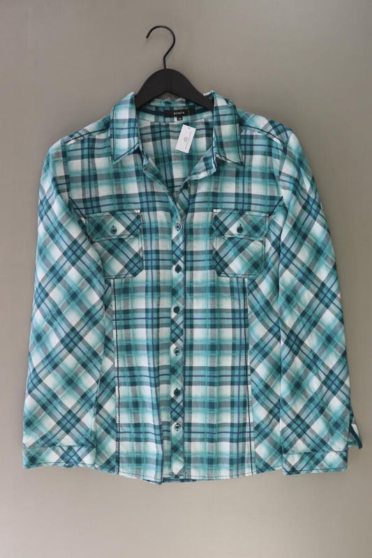 Bonita Karobluse Gr. 48 kariert Langarm türkis aus Baumwolle