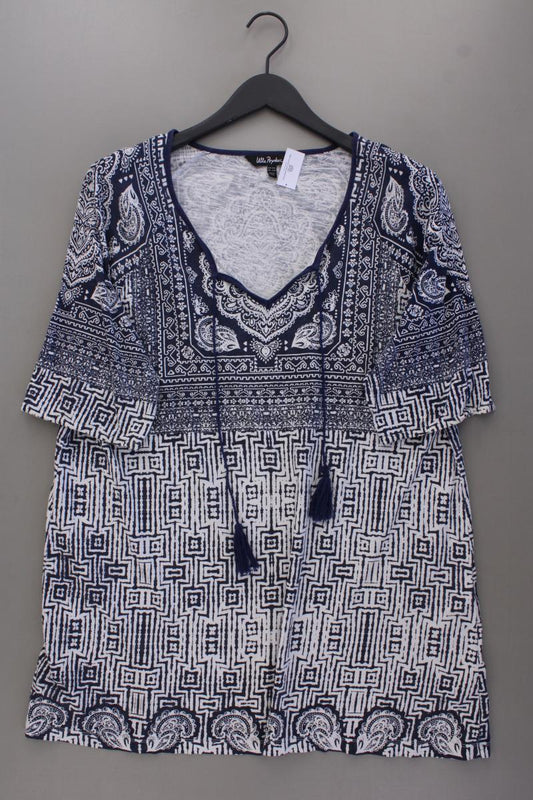 Ulla Popken Printshirt Gr. 48/50 Kurzarm blau aus Baumwolle