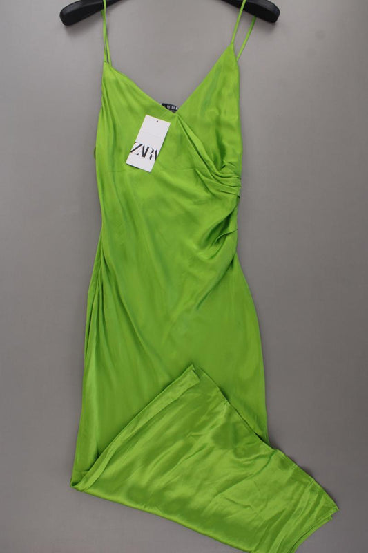 Zara Volantkleid Gr. S neu mit Etikett Träger grün aus Polyester