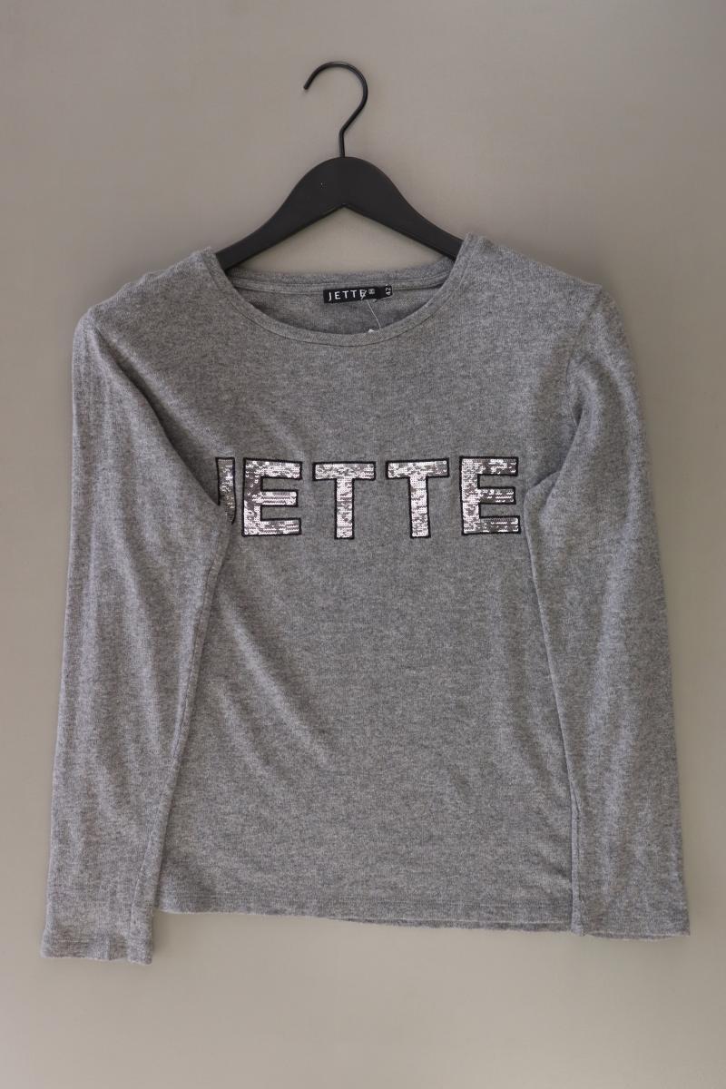Jette Feinstrickpullover Gr. 42 mit Pailletten grau aus Viskose