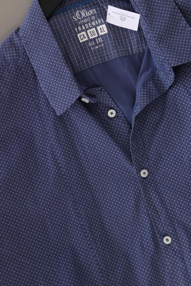 s.Oliver Langarmhemd für Herren Gr. XXL blau aus Baumwolle