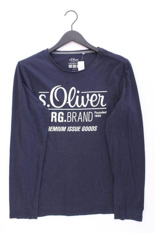 s.Oliver Printshirt für Herren Gr. L Langarm grau aus Baumwolle