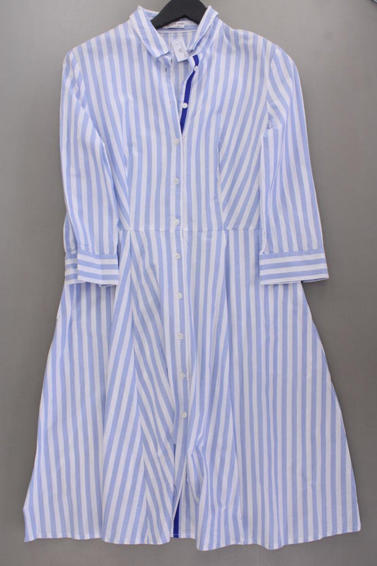 Marie Lund Blusenkleid Gr. 42 gestreift neuwertig Langarm blau aus Baumwolle
