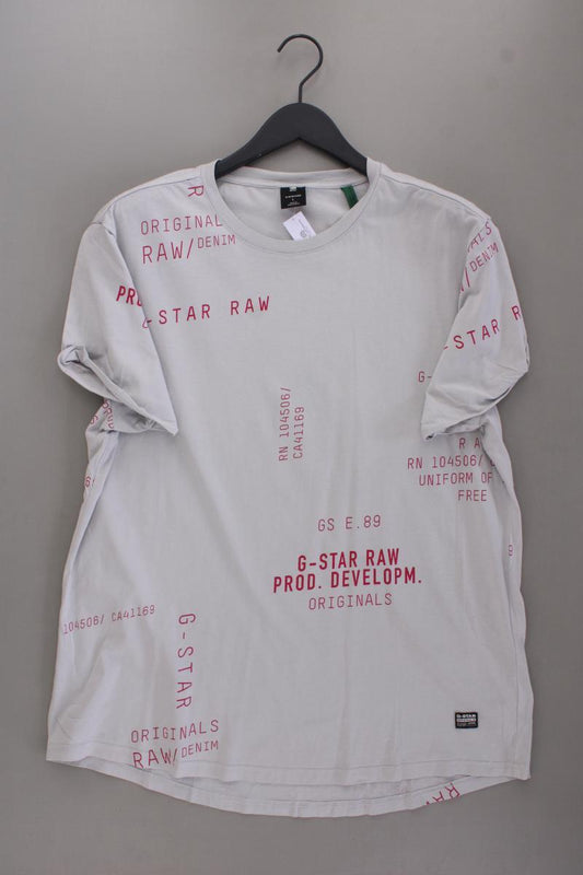G-Star RAW Printshirt für Herren Gr. L Kurzarm grau aus Baumwolle