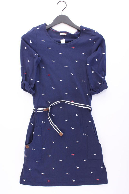 Kangaroos Kleid mit Vogelmuster Gr. 34 neuwertig 3/4 Ärmel blau aus Baumwolle