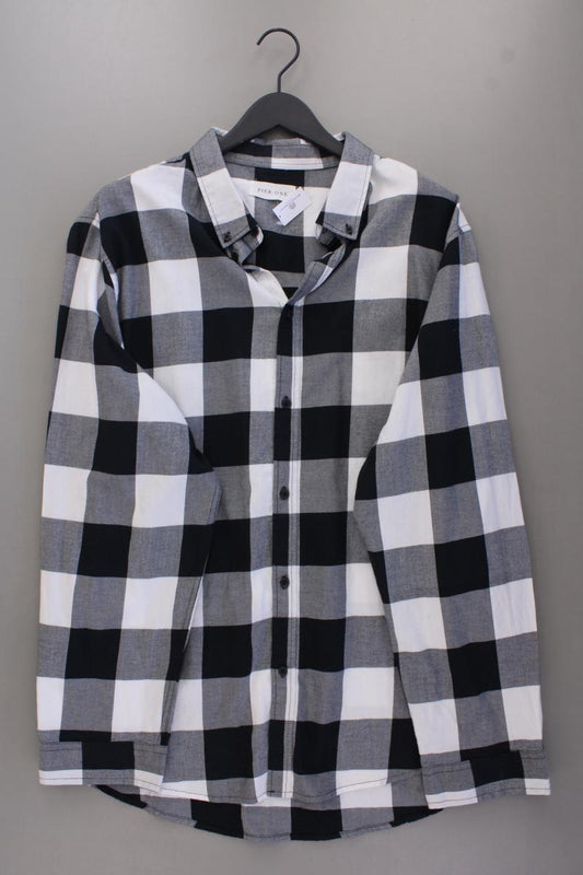 Pier One Langarmhemd Gr. 5XL für Herren Gr. XXXL kariert neu mit Etikett grau