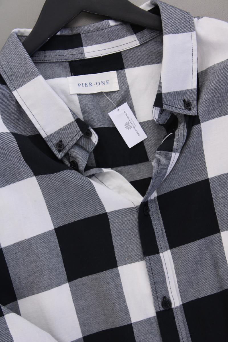 Pier One Langarmhemd Gr. 5XL für Herren Gr. XXXL kariert neu mit Etikett grau