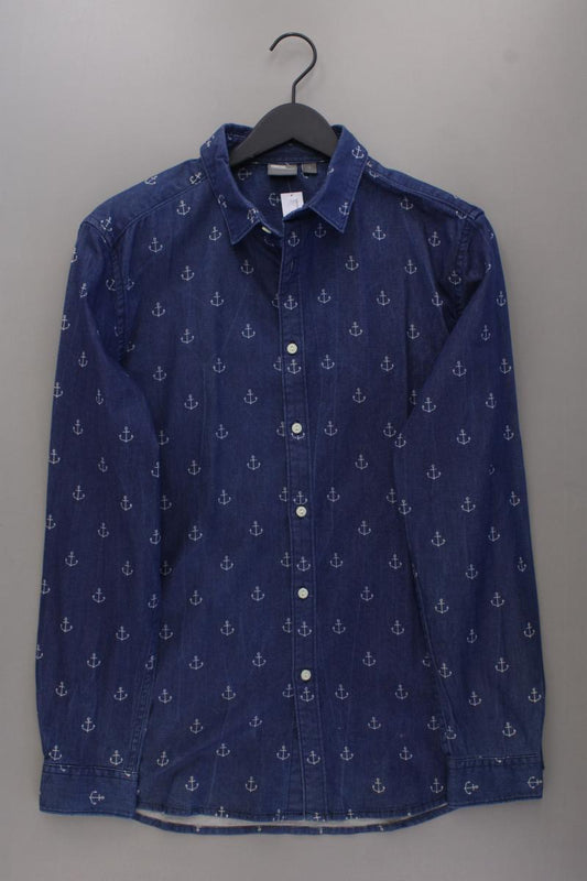 Asos Hemd mit Ankermuster für Herren Gr. XL Langarm blau aus Baumwolle