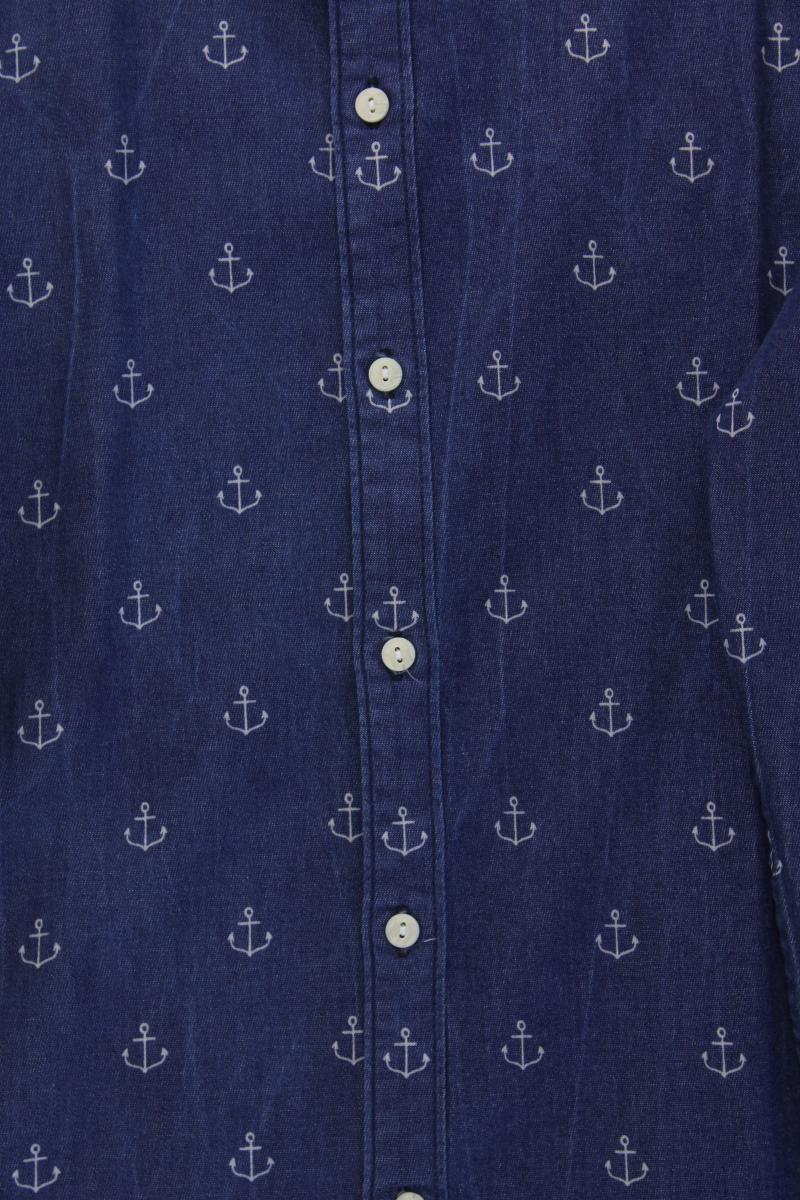 Asos Hemd mit Ankermuster für Herren Gr. XL Langarm blau aus Baumwolle