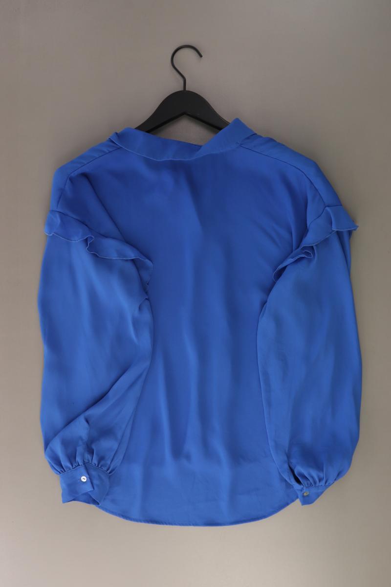 Zara Rüschenbluse Gr. L Langarm blau aus Polyester