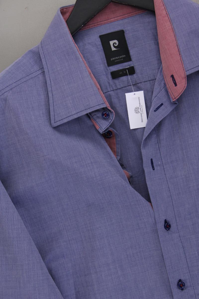 Pierre Cardin Langarmhemd für Herren Gr. Hemdgröße 44 blau aus Baumwolle