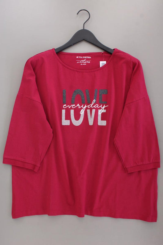 Via Cortesa Oversize-Shirt Gr. 48/50 3/4 Ärmel mit Glitzer rot aus Baumwolle