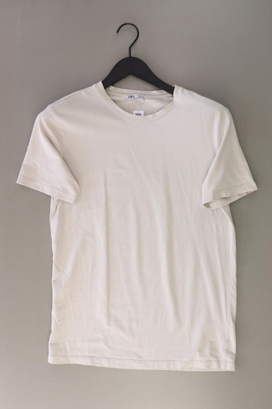 Zara T-Shirt für Herren Gr. M Kurzarm creme aus Baumwolle
