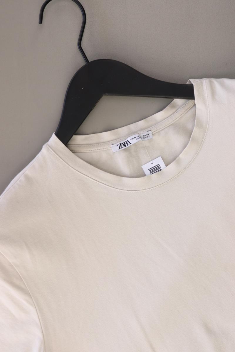 Zara T-Shirt für Herren Gr. M Kurzarm creme aus Baumwolle