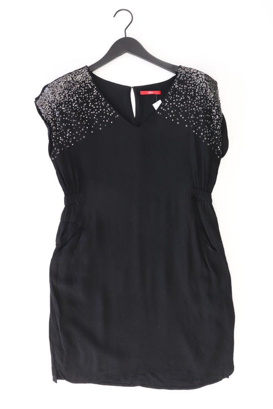s.Oliver Kurzarmkleid Gr. 38 mit Pailletten schwarz aus Viskose
