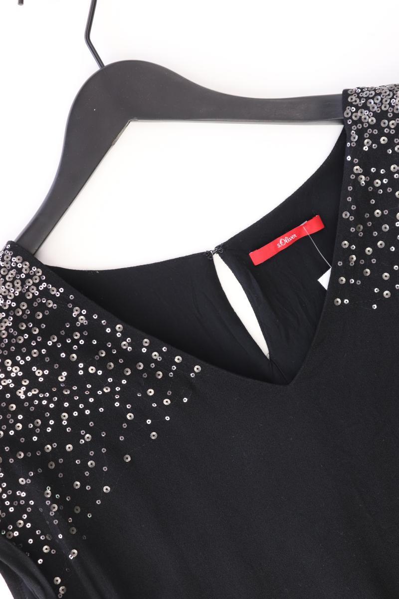 s.Oliver Kurzarmkleid Gr. 38 mit Pailletten schwarz aus Viskose