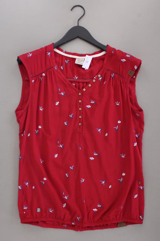Ragwear Bluse mit Vogelmuster Gr. L Kurzarm rot