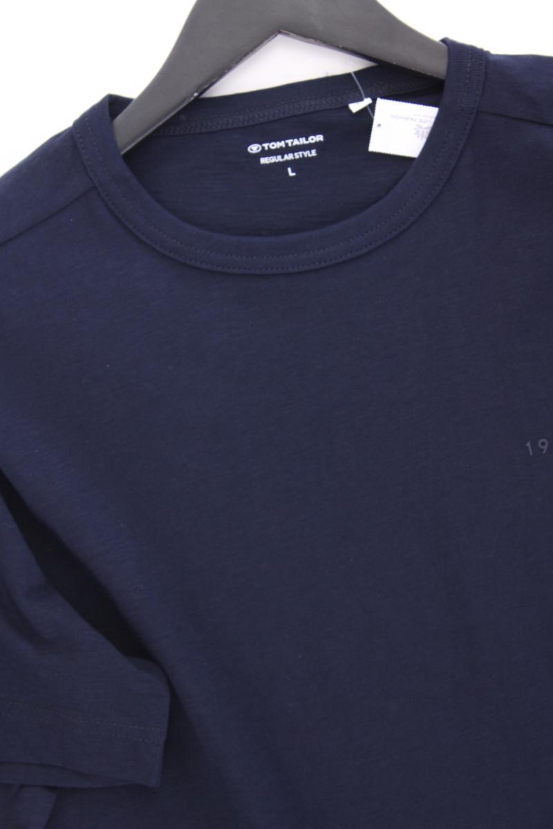 Tom Tailor T-Shirt für Herren Gr. L Kurzarm blau aus Baumwolle