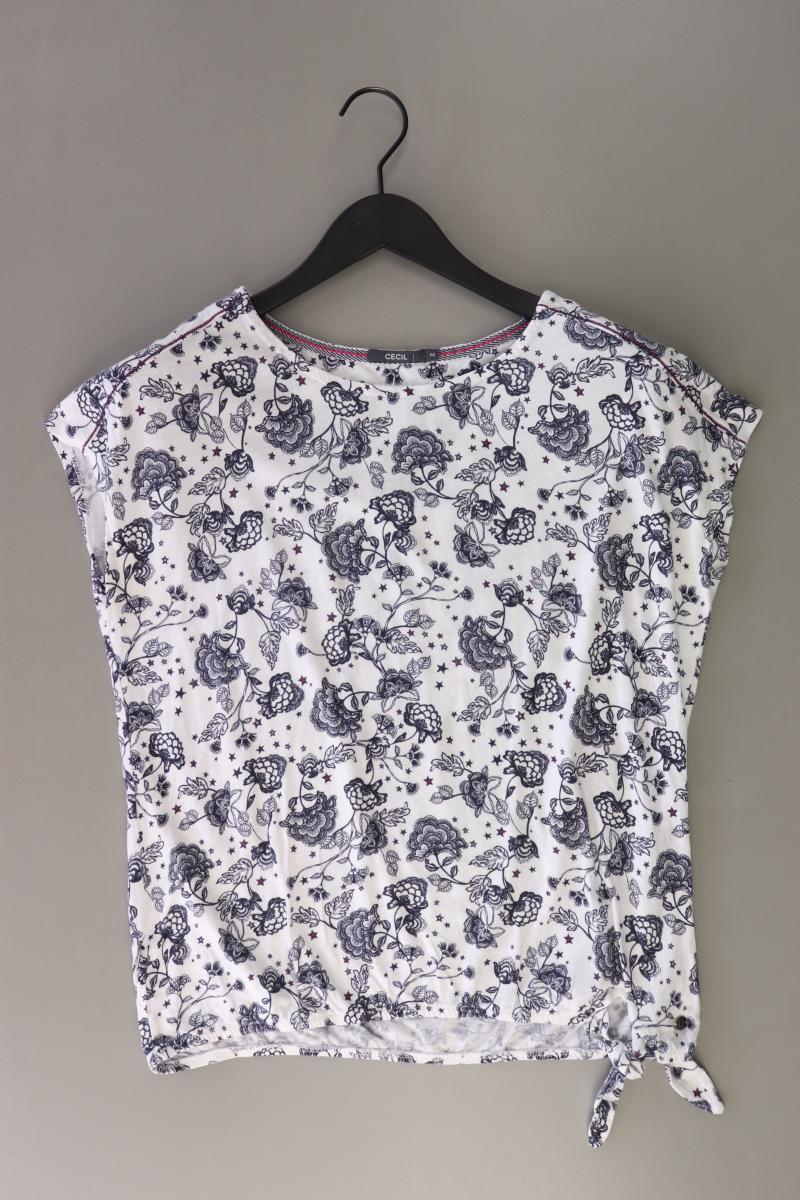 Cecil Printshirt Gr. M mit Blumenmuster Kurzarm blau aus Baumwolle