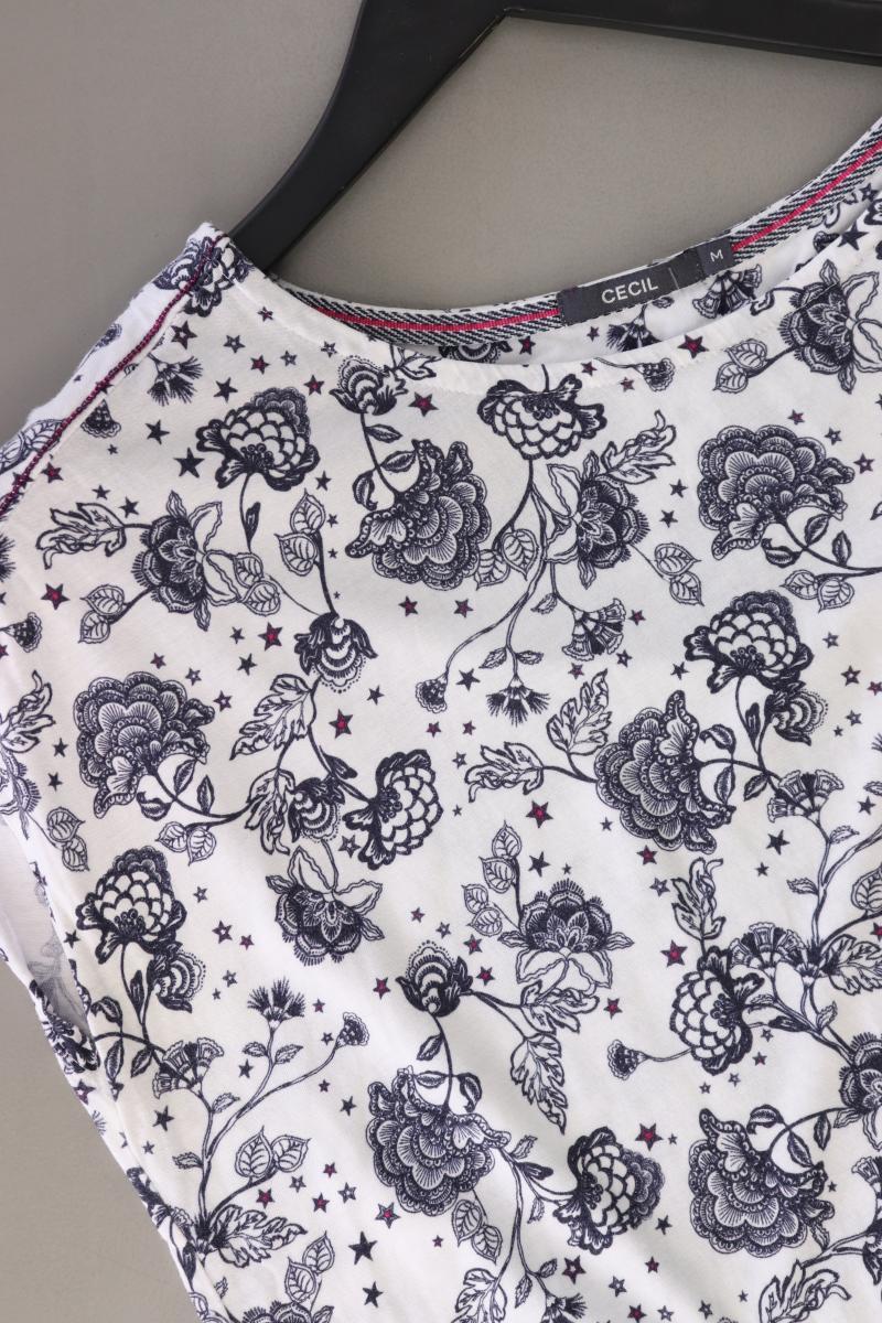 Cecil Printshirt Gr. M mit Blumenmuster Kurzarm blau aus Baumwolle