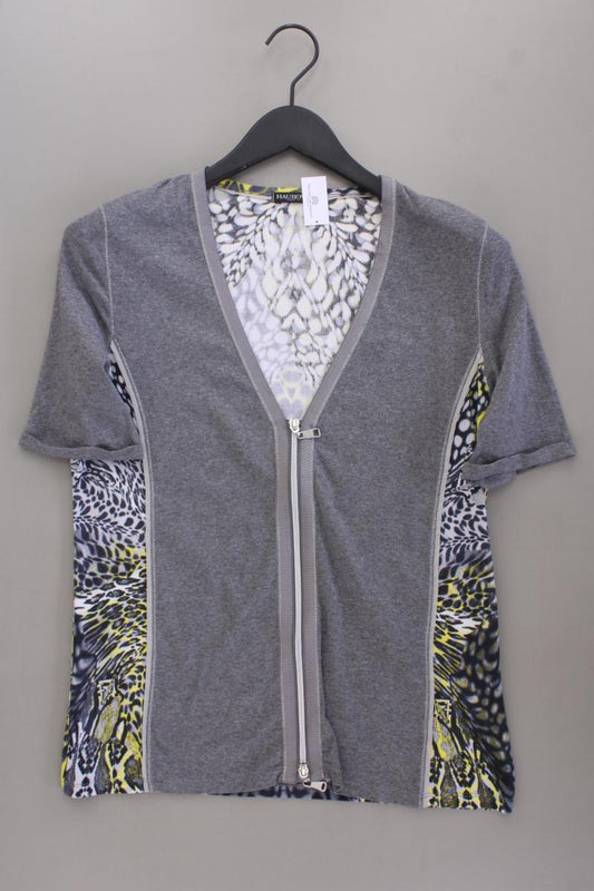 Hauber Shirt mit V-Ausschnitt Gr. 42 neuwertig Kurzarm grau aus Baumwolle