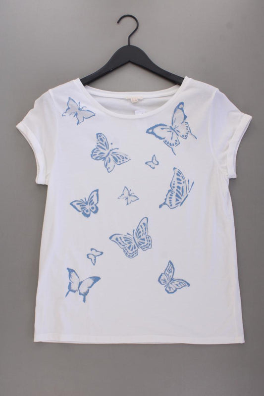 Esprit Shirt mit Schmetterlingsdruck Gr. L Kurzarm weiß