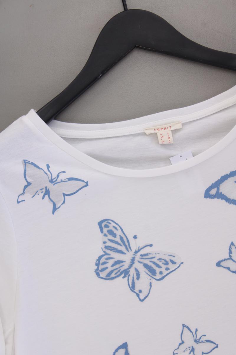 Esprit Shirt mit Schmetterlingsdruck Gr. L Kurzarm weiß