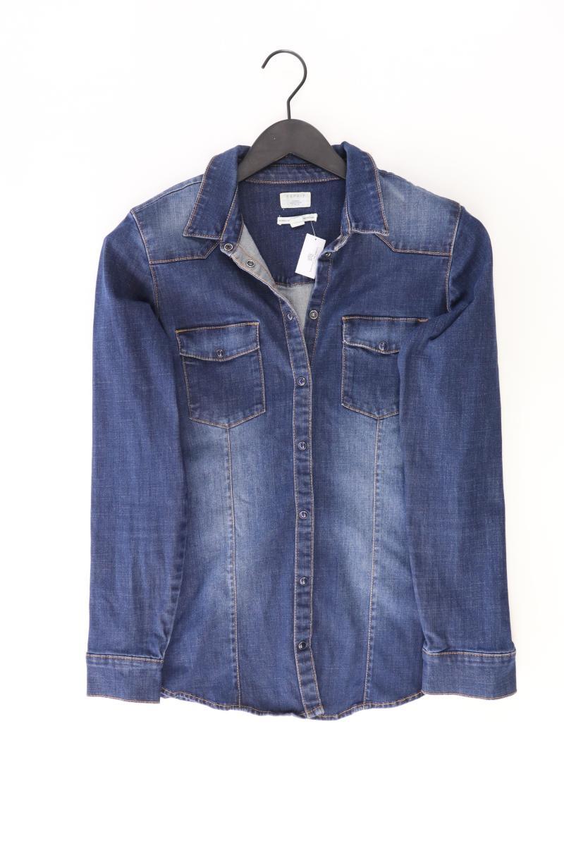 Esprit Jeansbluse Gr. M Langarm blau aus Baumwolle