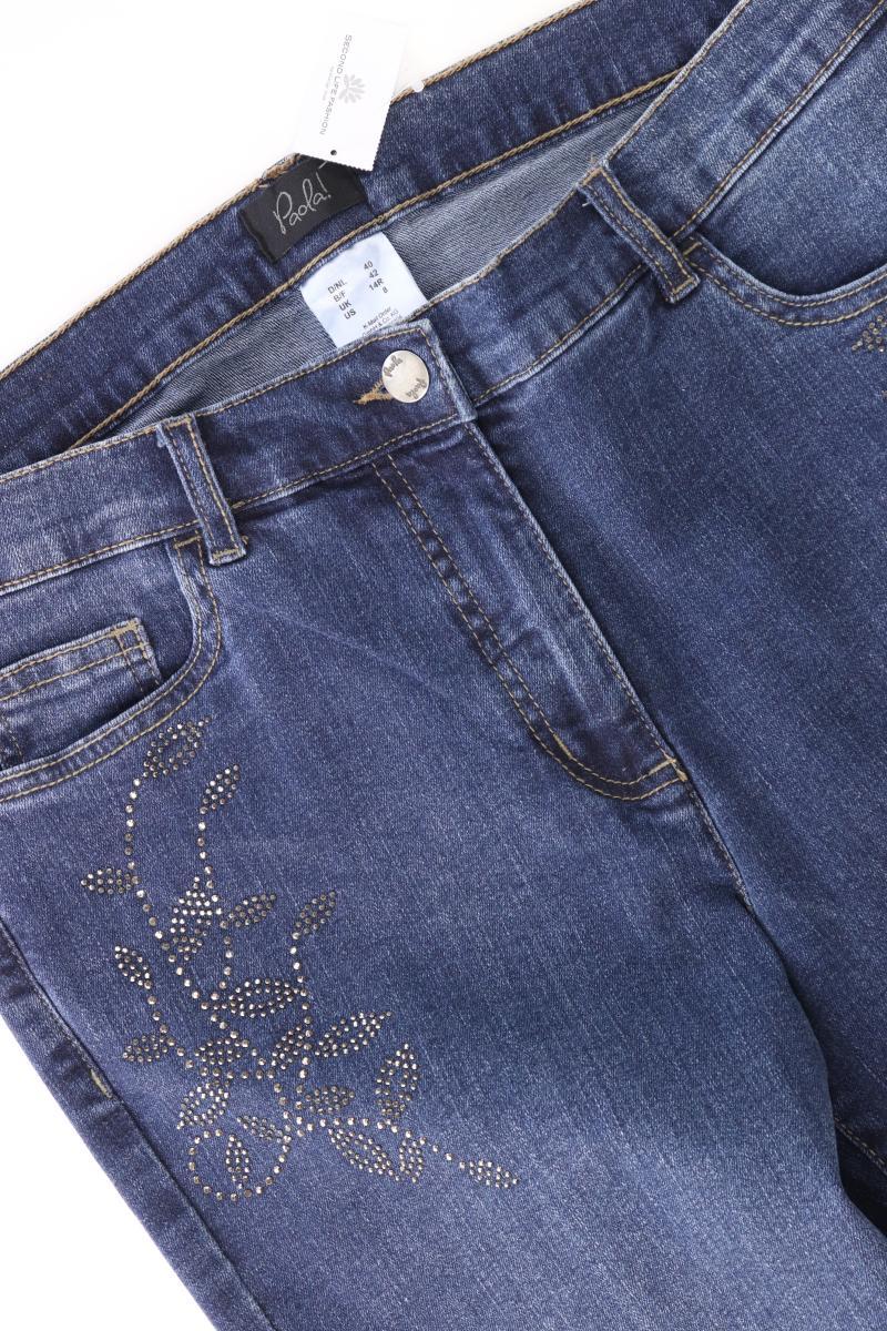 Paola Straight Jeans Gr. 40 mit Glitzer blau aus Baumwolle