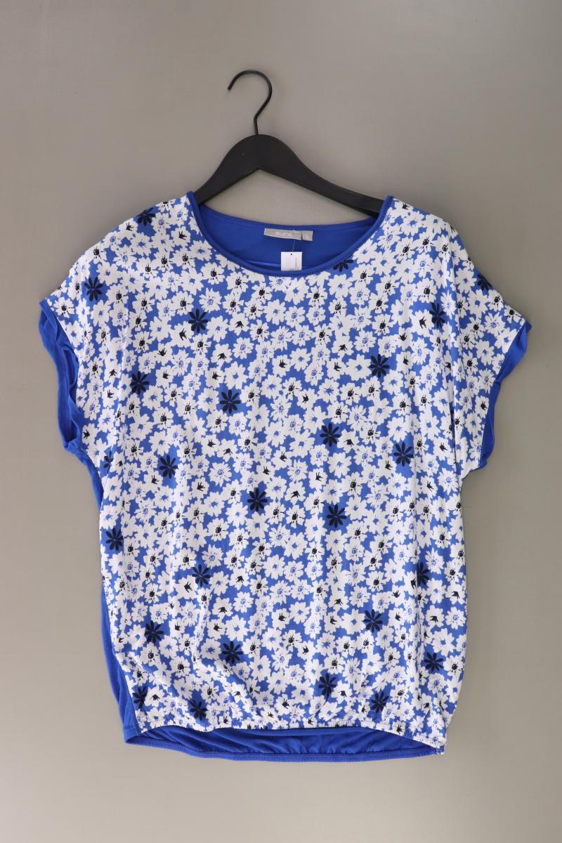 Sure T-Shirt Gr. L mit Blumenmuster Kurzarm blau aus Viskose